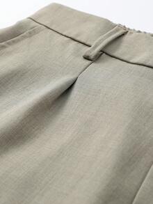 Quần kaki công sở kiểu Mỹ, chất liệu giả vải lanh, cạp chun co giãn, dáng ôm, kiểu dáng thường ngày, phong cách công sở. - Màu Khaki - Xem 6