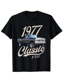 Plus Size T-Shirt - Classic Black F250 1977 Small Size T-Shirt With Humorous Sayings, Plus Size Graphic Tee, Made From 6.35oz Puro. Perfect For Christmas/Valentine's Day/New Year's Eve/Holidays. With A Sleek And Stylish Cut, This Garment Creates A Clean And Vibrant Look When Worn. Its Relaxed Yet Flattering Silhouette Suits All Body Types, Offering A Style That Is Both Casual And Sophisticated. - 黑色 - 查看 6