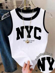Camiseta de tirantes efecto denim para mujer - Multicolor - Ver 1