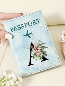 1pc A-Z 26 Letters Fashionable Letter Print Stylish Burgundy Passport Cover, Premium PU Leather Passport Wallet With Multi-Card Pockets For Credit Cards, Boarding Passes, And IDs, Compact And Portable Travel Essentials Organizer For Women, Men - Pink - View 26