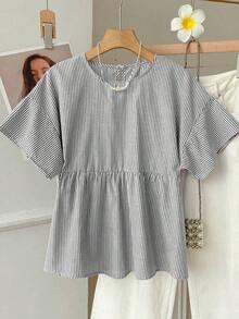 Camisa de mujer tejida a rayas verdes - Blanco y Negro - Ver 10