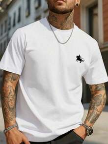 Unisex T-Shirt. For Men. Short Sleeve. Short Sleeve T-Shirt. Spring Clothing. Summer Clothing. Garment. Top. Wide. Large Silhouette. Printed Design. Gift. Gift. Street Style. Spring. Summer. Autumn. Winter. For Men. - 白色 - 查看 7