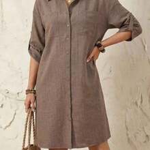 Women Midi Dresses - Brown - View 1
