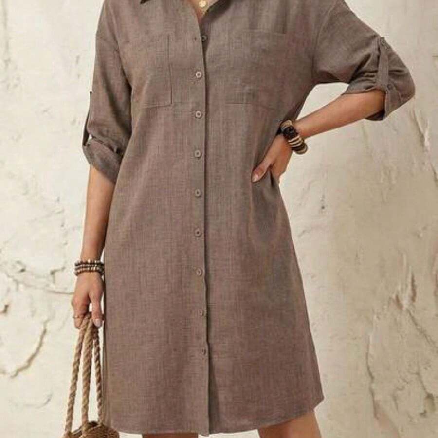 Women Midi Dresses - Brown - View 1