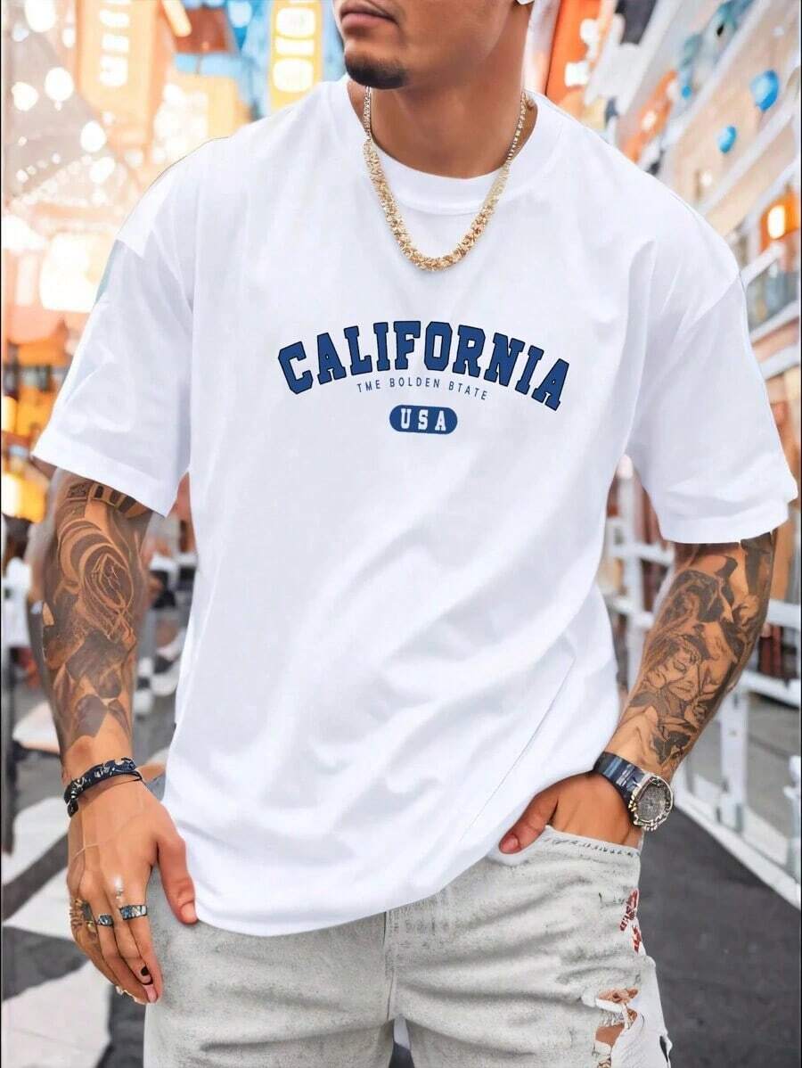 Men's Casual Short-Sleeved Crew Neck T-Shirt, Solid Color, Simple And Elegant For Everyday Wear In Spring/Summer - 黑色 - 查看 1