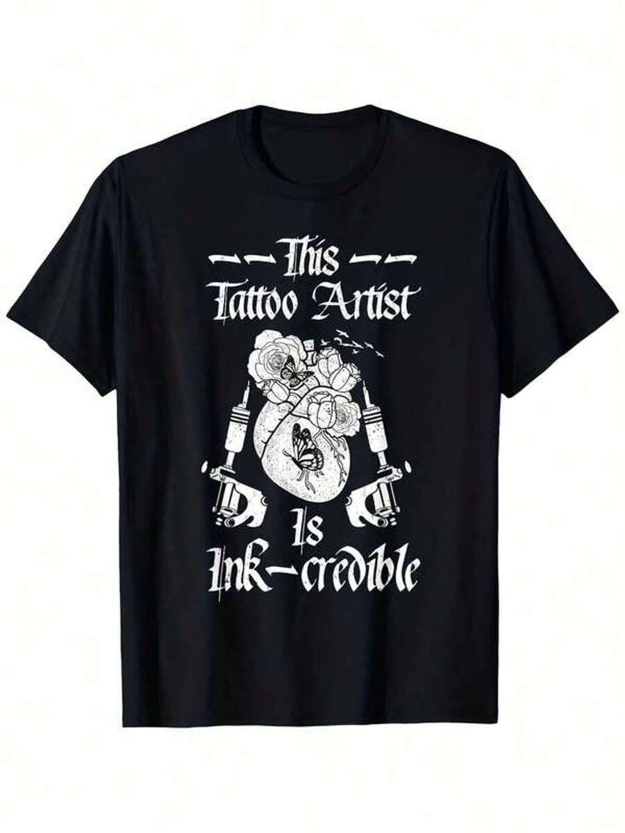 Camiseta de hombre con estampado divertido y moderno, camiseta con diseño de tatuaje de mariposa para artistas del tatuaje, 100 piezas de camisetas de tatuaje certificadas, camisetas de tatuaje de 180g de peso pesado para hombre, cuello redondo negro, blusas para mujer, blusas, blusas casuales para mujer, blusas unisex, tops para mujer, blusas, unisex.