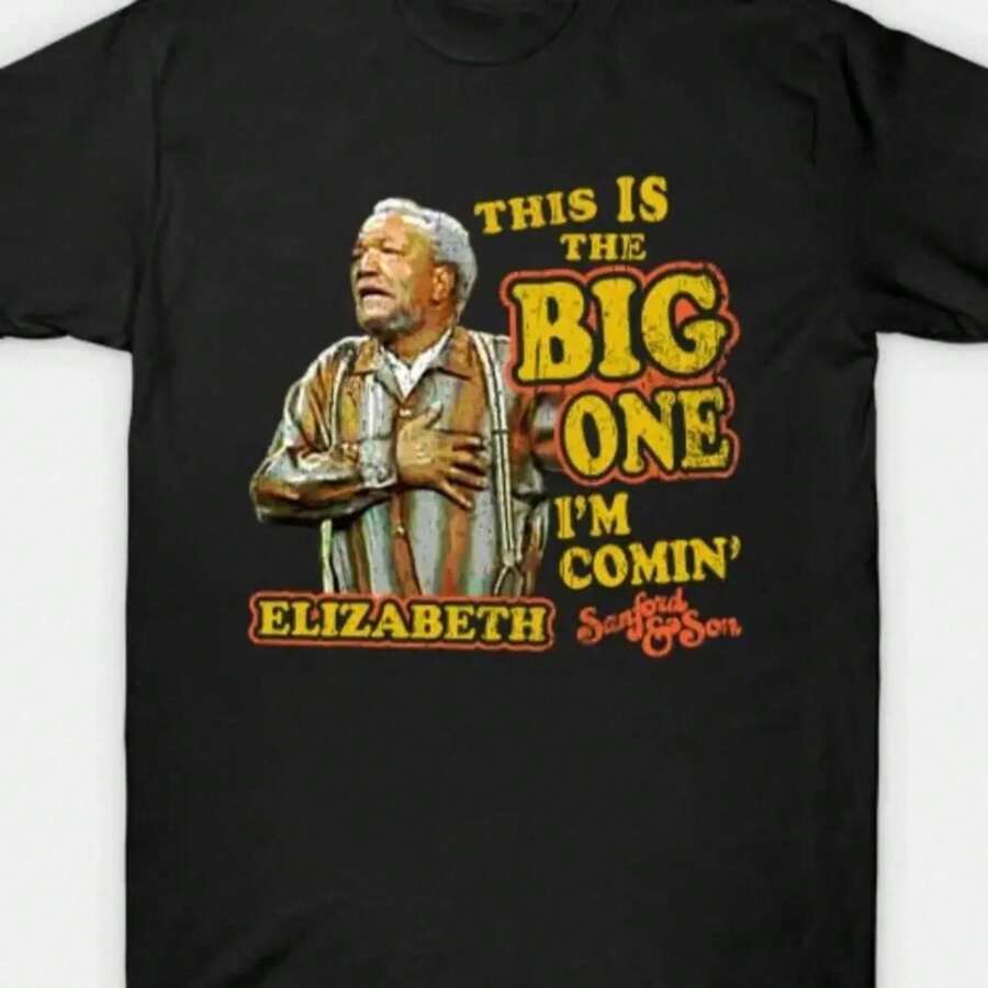 Sanford And Son Heart Attack Print T-Shirt - Casual Cotton T-Shirt With 'This Is The Big One I'm Comin' Design, Black, Ultra Soft And Breathable, Perfect For Summer Outings 9BDP - 黑色 - 查看 1