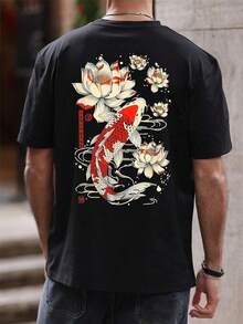 Camisetas con Estampado de Letras para Hombre QJQ, Manga Corta, Cuello Redondo, Estilo Urbano Moderno, Camisetas Vintage con Diseño de Koi Japonés 4MXW - Blanco - Ver 9