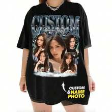 Retro Vintage 90s T-Shirt/Sweatshirt With 6 Personalized Girlfriend Faces, Personalized T-Shirt For Boyfriend's Birthday Gift, Personalized Women's Clothing ETAV - 黑色 - 查看 12