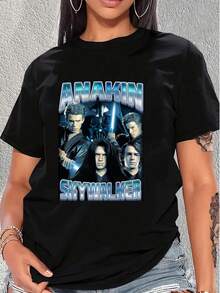 Gráfico inspirado en la fuerza interior y el equilibrio entre la luz y la oscuridad mostrando valentía y transformación personal camiseta de mujer  cómoda para uso diario y perfecta para fanáticos de aventuras épicas - Negro - Ver 6