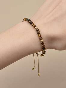 YAUKIA 4mm Boho Natural Stone Anxiety Bracelet , Amethyst & Tiger'S Eye Beads Bangles Jewelry Money Gifts , Brings Luck In Business Situations - Multicolor - View 2