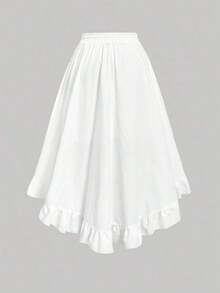 MOD Women's Plus Size Burgundy Ruffled Skirt, Vintage Burgundy Ruffled Skirt - White - View 2