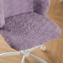 Girls' Faux Rabbit Fur Office Chair, Swivel Vanity Chair, Cute And Fluffy, Adjustable, With Quiet And Colorful Casters, Soft Padded Office Chair For Bedroom, Office And Dorm Room, Cream, Beige - 紫色 - 查看 2