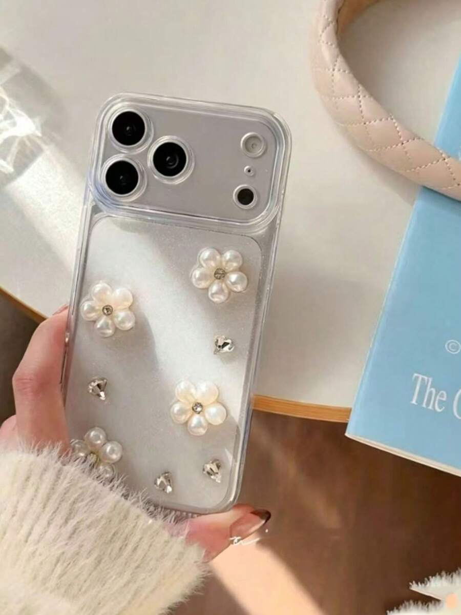 Ốp lưng điện thoại bằng epoxy trong suốt, họa tiết hoa ngọc trai 3D, tương thích với Apple 17promax, 16pro, 15 inch, kiểu dáng công chúa, 14 inch, 13 inch cao cấp, dạng cứng bao phủ toàn diện. - Nhiều màu - Xem 1