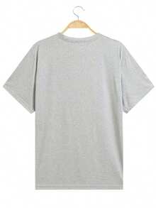 Women's Casual Short Sleeve T-Shirt With Round Neck And Cat Print, Black, Summer - 灰色 - 查看 5