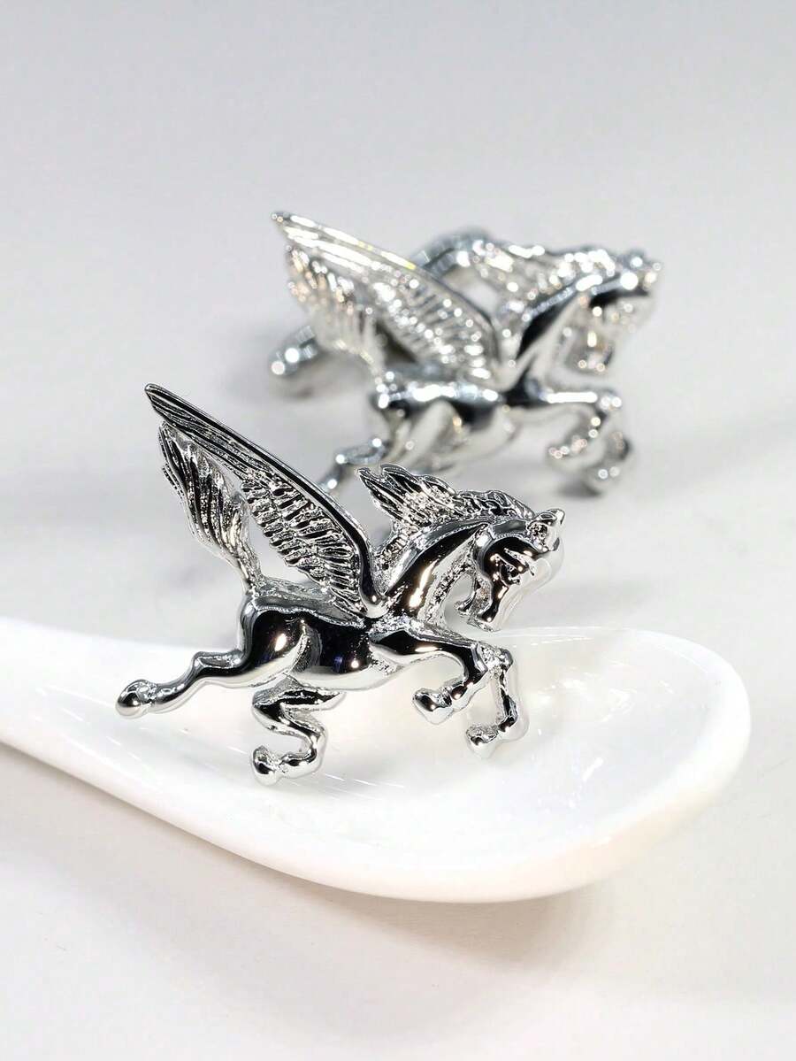 1 Pair Fashionable Copper Cufflinks, Suitable For Men's Formal Shirts, Wedding And Daily Wear - Silver - View 1
