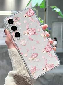Precision Hole High Transparency Pink Shell Sea Turtle Painted Anti-Drop Transparent Phone Case Compatible With Apple, Series - Multicolor - View 3