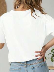 Camiseta de Mujer Howell con Estampado ESPRIT - Top Casual de Manga Corta y Cuello Redondo, Estampado de Letras Coloridas, Tejido Suave y Elástico, Cómoda y Ajustada, Tallas S-XXL, Lavable a Máquina para Uso Diario, Ropa para Todas las Temporadas, Estilo Sencillo, Tejido Opaco, Corte Holgado, Cómoda de Usar, Camiseta Estampada blusas para mujer camisa - Blanco - Ver 5