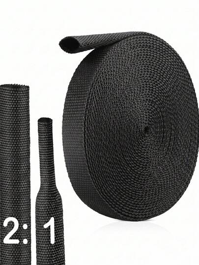 Ống bọc co nhiệt tỷ lệ 2:1, đường kính 10mm, chiều dài 19.69/39.37/59.06/78.74 inch, ống bảo vệ dây dẫn co nhiệt tỷ lệ 2:1, ống co nhiệt dạng phẳng, chống mài mòn, bảo vệ bó dây điện.