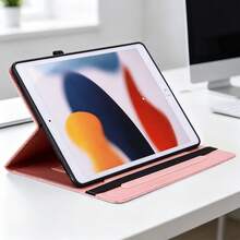 GLANDOTU 相容於 Apple Galaxy 平板電腦 玫瑰金壓花花卉 PU 皮革平板電腦保護殼 附卡槽與筆槽 翻蓋支架保護殼 - 粉色 - 查看 3