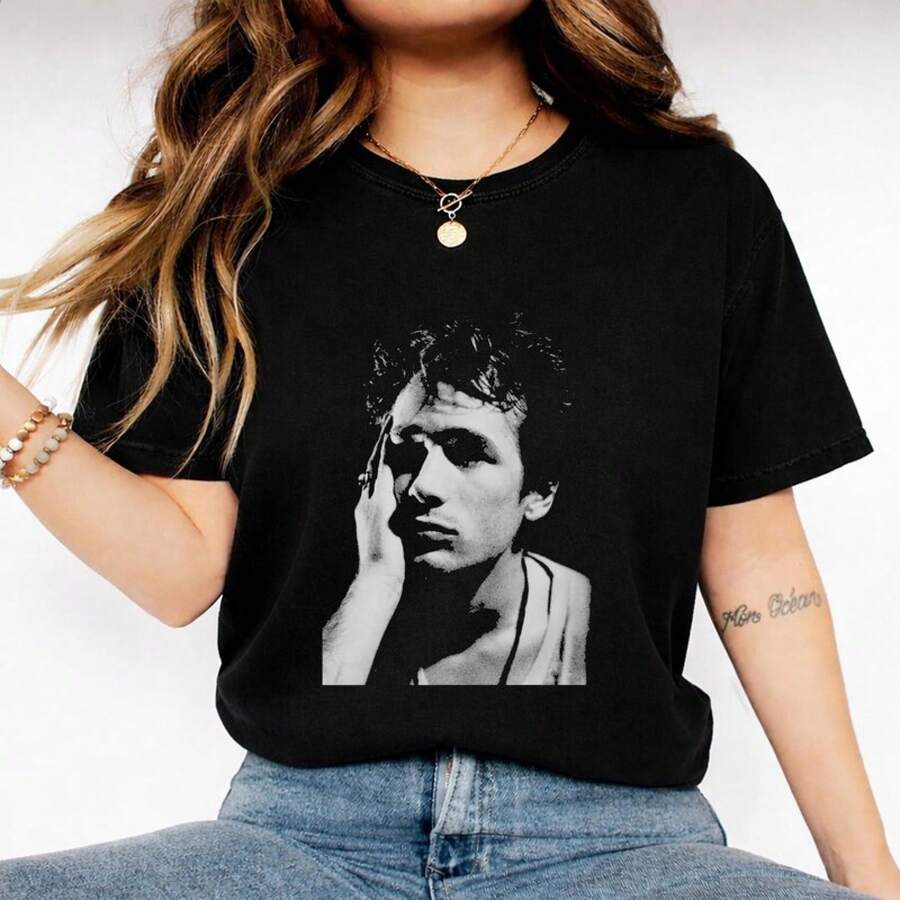Camiseta unisex, Camiseta de humor de Jeff Buckley, Regalo para fans de  rock, Camiseta unisex de estilo vintage, Blusas de ropa para mujer, Camisas y blusas casuales para mujer, Conjunto casual diario, Corte regular, Combinación diaria, Estampado gráfico, Conjunto casual deportivo diario, Corte regular, Combinación diaria, Estampado gráfico, Casual deportivo - Negro - Ver 1