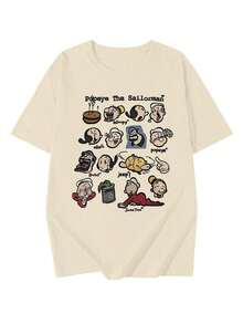 Short-Sleeved T-Shirt With American Retro Design, Unique Design, Slim Fit, Casual Style, Black Color. - 杏 - 查看 3
