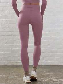 Sport Leggings ajustados de cintura contorneada y cruzada para actividades, pádel, tenis, pickleball, gimnasio, fitness, pilates y uso casual diario - Púrpura malva - Ver 4