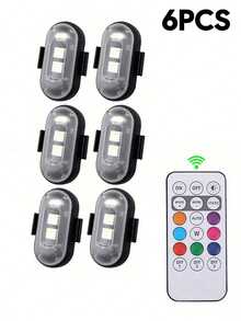 2/4/6/8pcs Rechargeable Wireless Remote Control LED Lights, 8 Colors Mini Anti-Collision Safety Lights Suitable For Cars, Drones, Motorcycles And Bicycles, High Brightness USB Rechargeable Warning Lights - A - View 15