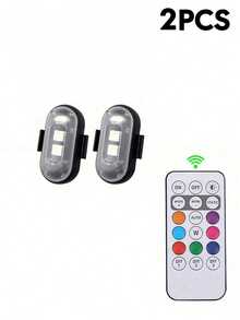2/4/6/8pcs Rechargeable Wireless Remote Control LED Lights, 8 Colors Mini Anti-Collision Safety Lights Suitable For Cars, Drones, Motorcycles And Bicycles, High Brightness USB Rechargeable Warning Lights - A - View 13