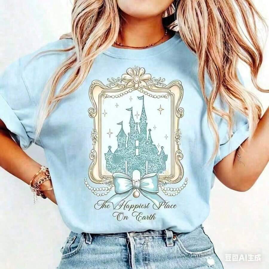 Cute Unisex Casual Premium T-shirtsCamiseta Gráfica Coquette Magical Castle, Camiseta "El Lugar Talla Grande Feliz De La Tierra", Regalo De Cumpleaños, Camiseta De Algodón Puro Vintage De Alta Calidad Y Duradera, Camiseta De Algodón De Moda Y Cómoda Para Mujer, Adecuada Para Fines De Semana, Viajes, Compras, Actividades Al Aire Libre O Tiempo Libre, Tela Duradera Y De Alta Calidad Apta Para Todas Las Estaciones, Parte Superior De Moda, Tops Para Mujer Ropa Vintage, Ropa De Mujer, Tops De Mujer Vintage, Tops De Mujer, Blusas Lindas Para Mujer, Ropa De Mujer De Algodón, Zuecos De Mujer, Camisas De Halloween, Ropa De Verano Para Mujer, Ropa Casual Para Mujer, Tops Punk Occidentales, Ropa De Mujer Del Día De La Independencia, Ajuste , Ajuste De Vaquero, Ajuste Para Mujer, Ropa 100% De Algodón Y2k, Ropa Gótica Linda Para Mujer, Tops Vintage Para Mujer, Ropa Blanca, Ropa Gótica Retro Para Mujer, Moda Coreana, Camisas Para Mujer 100% Algodón, Camiseta De Cuello Redondo Cómoda 100% Algodón - Azul - Ver 1