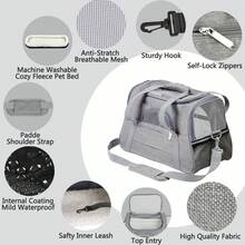 Foldable Breathable Washable Soft Pet Carrier Bag For Small Dogs And Cats Under 15 Lbs, Airline Approved - Grey - View 9