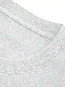 Women's Short-Sleeved T-Shirt, Dark Gray, With Note-Style Logo Print, 100% Cotton, Casual Everyday Wear, Summer Wear, New Model, Solid Color Design, Regular Length, Made Of Pure Cotton Fabric, Comfortable To Wear, Machine Washable. - 淺灰色 - 查看 4