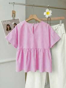 Camisa de mujer tejida de 100% algodón y lino, top de verano, adecuado para el uso diario, citas, reuniones, otoño/invierno/verano, Navidad, Año Nuevo, Acción de Gracias, fiestas, bodas, playa, ceremonias de graduación, moda, elegante, casual - Rosa - Ver 2