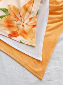 3 piezas Conjunto informal de verano de 2 piezas para mujer con parte superior de hombro asimétrico y bajo asimétrico, adecuado para volver al colegio, té de la tarde, casual, invitada a boda en la playa, brunch de graduación, Día de San Patricio, - Multicolor 8 - Ver 5