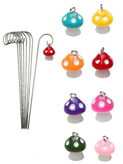14pcs Mini Mushroom Decor Stakes, Small Landscape, Potted Micro Decorations, Mini Party Mushroom Crafts, Fairy Tale Style Micro Scene, Magical Garden Decor, Halloween Decoration, Fantasy Theme Design, Lightweight & Durable, Delicate Markers