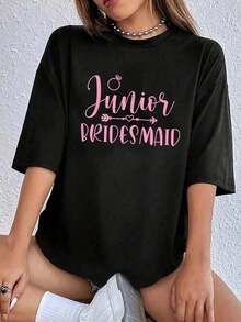 Camiseta de Novia para Principiantes - Adecuada para actividades al aire libre, uso diario casual y para relajarse, blusas para mujer, playeras de mujer, tops de mujer, tops, ropa de mujer. - Negro - Ver 2