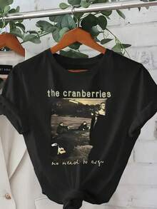 1pc Camiseta Vintage de Mujer The Cranberries - Diseño Gráfico del Álbum No Need to Argue Estilo Retro Irlandés Años 90s con Letras Oficiales, Ropa Casual Última Oportunidad Regalo Ideal para Fans y Coleccionistas Nostálgicos Lavable a Mano o en Lava Negra Con Arte Del Album & Tipografía Antigua Perfecta Para Looks Primaverales y Veraniegos - Negro - Ver 2
