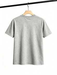 Camiseta de mujer de manga corta, estampado de abeja, abeja en colores amarillo y negro con margaritas y patrón de panal, detalle de lema en letras, cuello redondo casual - GRIS - Ver 2