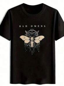 Camiseta unisex de manga corta, la más vendida del verano, camiseta gráfica vintage de banda de rock para hombre - Camiseta casual de algodón de manga corta con cuello redondo y estampado de Bad Omen, ropa negra para fans de la música para viajes, playa y festivales, ropa de festival, camiseta de banda de rock, material duradero y suave. - Negro - Ver 1