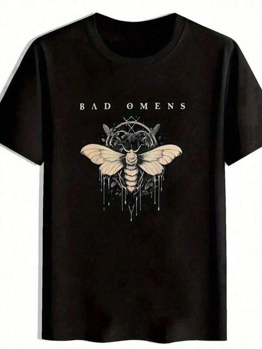 Camiseta unisex de manga corta, la más vendida del verano, camiseta gráfica vintage de banda de rock para hombre - Camiseta casual de algodón de manga corta con cuello redondo y estampado de Bad Omen, ropa negra para fans de la música para viajes, playa y festivales, ropa de festival, camiseta de banda de rock, material duradero y suave. - Negro - Ver 1
