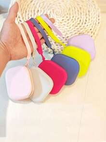 1pc Silicone Candy Color Digital Storage Bag, Suitable For Storing Cables, Earphones, Chargers, USB Drives, Keys, Cards, Jewelry, Coins, Etc., Small Pouch, Makeup Bag - Multicolor - View 5