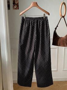 Pantalones casuales de mujer de lunares amarillos tejidos - Multicolor - Ver 2