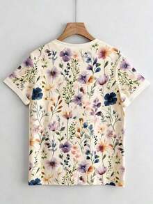 Camiseta de mujer de manga corta con cuello redondo y estampado de dibujos animados, versátil para uso diario - Multicolor 11 - Ver 2