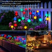 1pc Solar Garden Light - New Upgraded Solar Swaying Light, Wind Swaying, Solar Outdoor Light, Patio Pathway Decor, High Flexibility Iron Wire And Thickened Bulb Base, Warm White Light - Fireflies Planted In the Ground - View 7