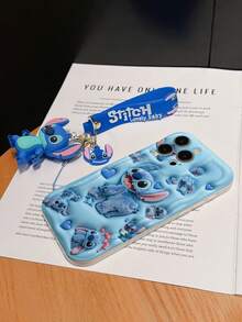 Disney Lilo And Stitch Phone Case : 3D Fluffy Pattern Border Protector Phone Soft Phone Case With A Free Cute Stitch Bracelet Chain Lanyard, Stitch, Lilo, Angel, For Apple 17 Promax 17 Pro 16 15 14 13 12 11 Pro Max XS Max X XR Soft Cover Summer Phone Case - trắng - Xem 6