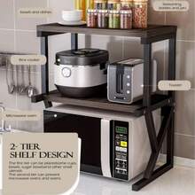 V2/3 Tier Microwave Oven Rack Stand Storage Holder Kitchen Corner Shelf Black - View 6