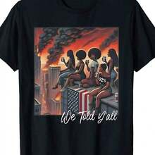 Women' History Month "We Told Y'all" T-Shirt - Short Sleeve Round Neck Casual Top With Historical, Comfortable Spring Summer Fall Wear For Everyday Outfits & Celebration Apparel - 黑色 - 查看 1