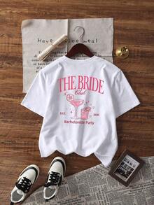 180g Made In Mexico, Spring/Summer 2026 Fashion Short Sleeve T-Shirt, Cartoon Print, Couple Style, Underwear/Outerwear, Casual Round Neck For Office, Unisex One Piece Top - 白色的 - 查看 2