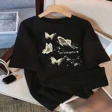 Women's Casual T-Shirt - Geometric Pattern Print - Elastic Comfort - Crew Neck, Short Sleeve - Machine Washable - Putih - View 9