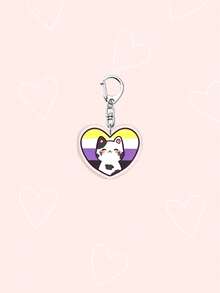 Chaveiro de gato em formato de coração, símbolo do orgulho LGBT, com um lindo gato arco-íris. Ideal para bolsas, acessórios e para representar a bandeira do arco-íris, incluindo lésbicas, bissexuais, transgêneros, não-binários, assexuais e o movimento Progressista. Também perfeito para chaveiros de carro, cordões e decoração de celular. Ideal para namorados, namoradas, lembrancinhas de festa, presentes de formatura e decoração de celular. Perfeito para o Mês do Orgulho, amigos e aliados LGBT. - Multicolorido - Ver 8